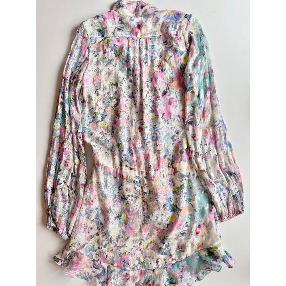 ROCOCO SAND Lelia Floral Metallic Stars Chiffon Tasseled Mini Dress, Size S - Picture 11 of 16